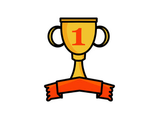 Award and trophy cartoon, line icon .Reward and achievement vector symbol stock web illustration.