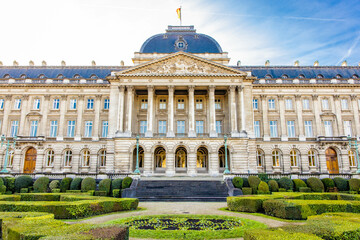 Fototapeta na wymiar Royal Palace of Brussels front view at sunny day