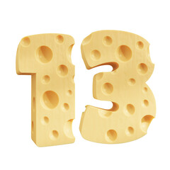 Number 13, Number thirteen cheese icon design.
