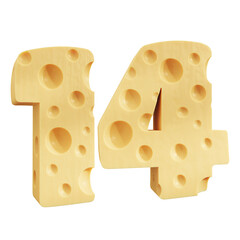 Number 14, Number fourteen cheese icon design.