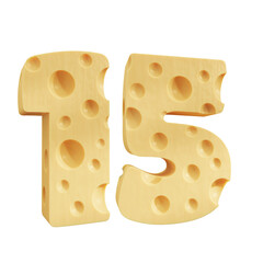 Number 15, Number fifteen cheese icon design.