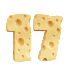 Number 17, Number seventeen cheese icon design.