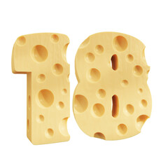 Number 18, Number eighteen cheese icon design.