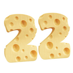 Number 22, Number twenty two cheese icon design.