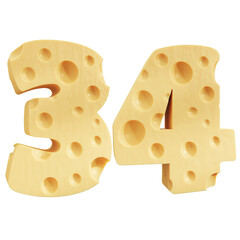 Number 34, Number thirty four cheese icon design.