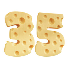 Number 35, Number thirty five cheese icon design.