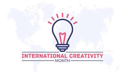 International creativity month is observed every year in january. Creativity month banner vector isolated on white background. Concept design for poster, greeting card and banner website.