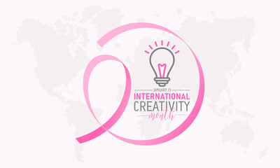 International creativity month is observed every year in january. Creativity month banner vector isolated on white background. Concept design for poster, greeting card and banner website.