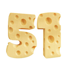 Number 51, Number fifty one cheese icon design.