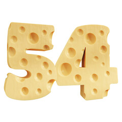 Number 54, Number fifty four cheese icon design.