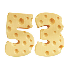 Number 53, Number fifty three cheese icon design.