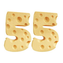Number 55, Number fifty five cheese icon design.