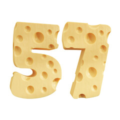 Number 57, Number fifty seven cheese icon design.