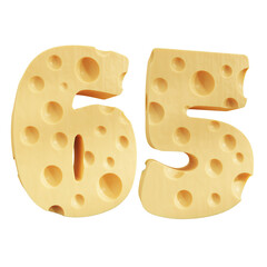 Number 65, Number sixty five cheese icon design.