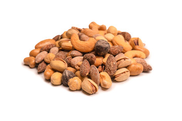  A group of almonds, pistachios, walnuts, macadamia, cashews.