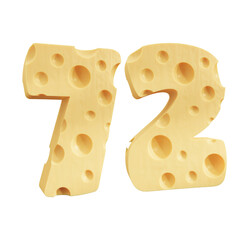 Number 72, Number seventy two cheese icon design.