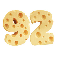 Number 92, Number ninety two cheese icon design.