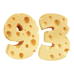 Number 93, Number ninety three cheese icon design.