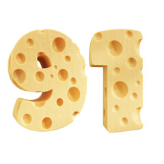 Number 91, Number ninety one cheese icon design.