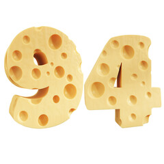 Number 94, Number ninety four cheese icon design.