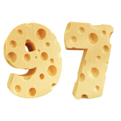 Number 97, Number ninety seven cheese icon design.