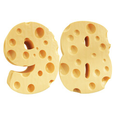 Number 98, Number ninety eight cheese icon design.