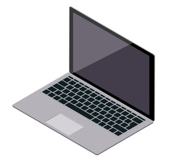 Isometric laptop with blank screen