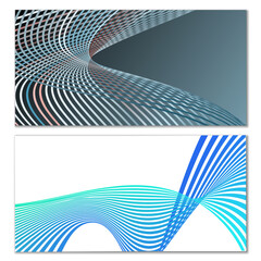 Wavy lines or ribbons. Multicolored striped gradient. Creative unusual background with abstract gradient wave lines for creating trendy banner, poster. Vector eps