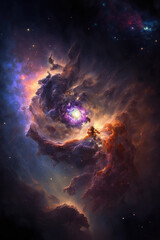 Abstract cosmos, space nebula as a background or wallpaper. AI
