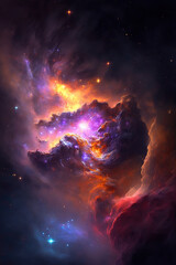 Abstract cosmos, space nebula as a background or wallpaper. AI
