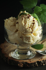 Ice cream scoops in an ice cream bowl