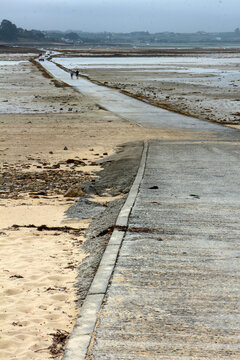 Submersible road linking Carantec to Callot Island - Finistere - Brittany - France