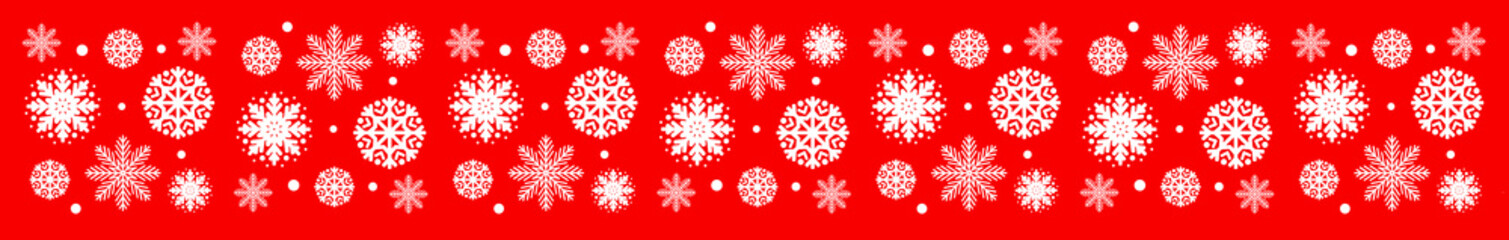 Czerwona tasiemka świąteczna płatki śniegu  - obrazy, fototapety, plakaty