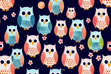 Fotobehang owl Seamless pattern design © rufous