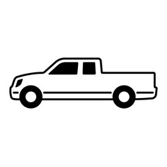 Pickup truck icon. Black contour linear silhouette. Side view. Editable strokes. Vector simple flat graphic illustration. Isolated object on a white background. Isolate.