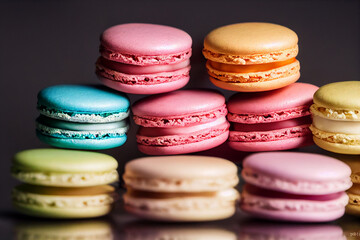 Obraz na płótnie Canvas falling stack of macarons , soft and natural color