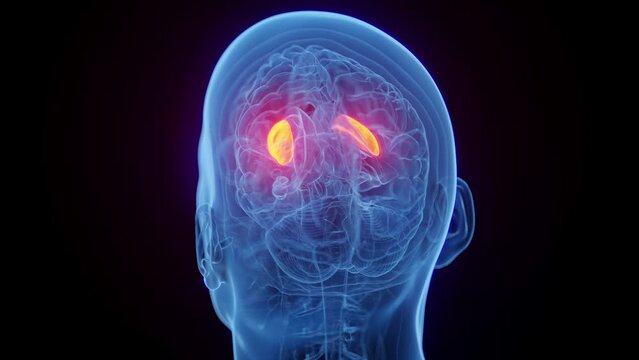 3D medical animation of a man's putamen