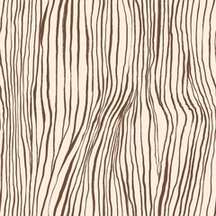 Seamless linear wavy pattern. Brown and beige texture with vertical curved lines. Pencil scribbles