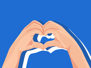 Love hand with isolated blue background