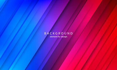 Minimal geometric abstract background. Bright design gradient texture. Dynamic shapes composition. Blue and red. Vector illustration.