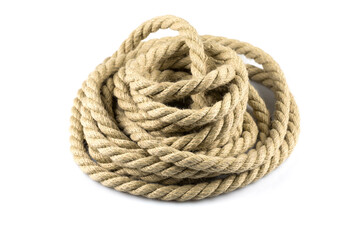 Twisted thick rope on white