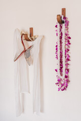 pink and white towel