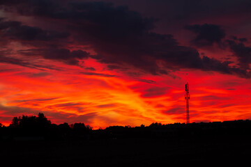 Red sunset sky dramatic in north
