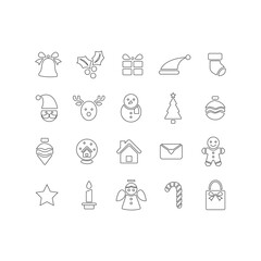 Christmas thin line icons 