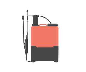Backpack sprayer, pesticide battery sprayer, pressure sprayer icon. Disinfectant canister. Garden spray gun under pressure for any commercial and residential landscape job or application.
