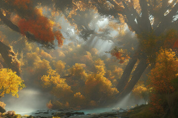 Fototapeta na wymiar dreamy autumn forest landscape