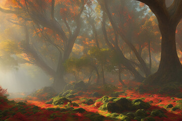 dreamy autumn forest landscape
