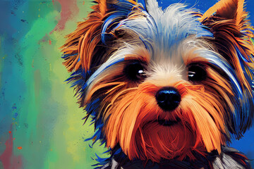 yorkshire terrier color pop art - obrazy, fototapety, plakaty