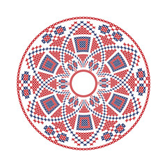 Round frame cross-stitch motifs folk embroidery