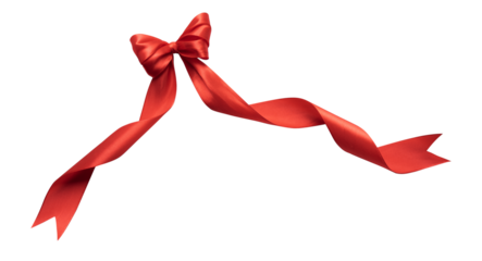 Red bow ribbon for gift box ornament